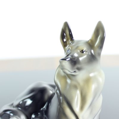 Porcelain German Shepard from Hollohaza, Hungary, 1831-UL-1091582