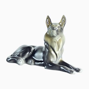 Porcelain German Shepard from Hollohaza, Hungary, 1831-UL-1091582