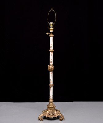 Porcelain Gilt Metal Porcelain Floor Lamp from Zsolnay, Hungarian, 1870s-GCG-2024707