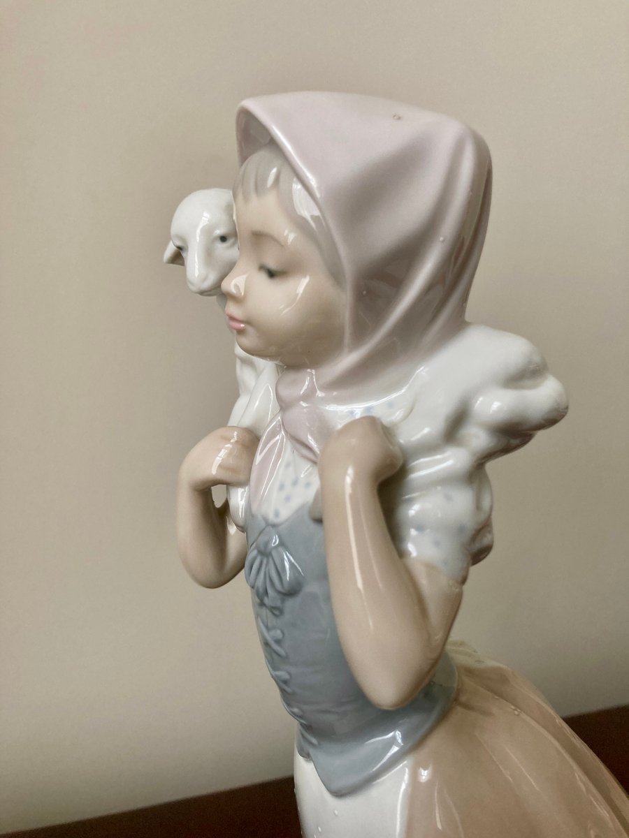 Porcelain Girl with Lam from Nao Lladro, 1970s