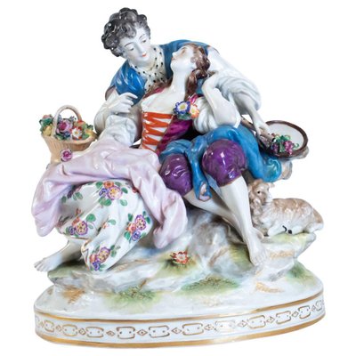 Porcelain Group Representative an Elegant with Her Courtesan, 1920s-WFS-744825