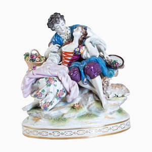 Porcelain Group Representative an Elegant with Her Courtesan, 1920s-WFS-744825