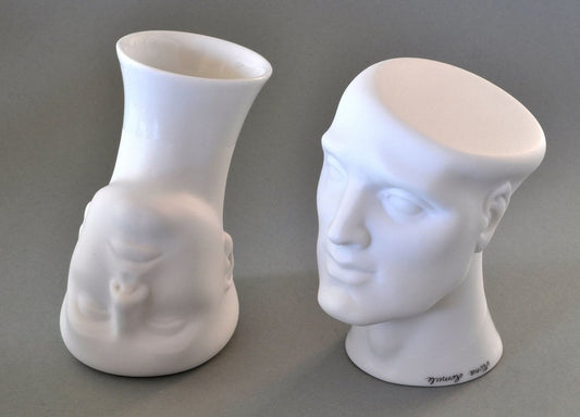 Porcelain Head Vases by Ilona Romule, Set of 2