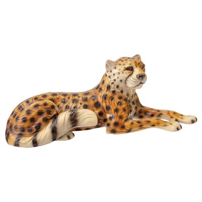 Porcelain Leopard Sculpture, Italy, 1970s-UZ-1351579