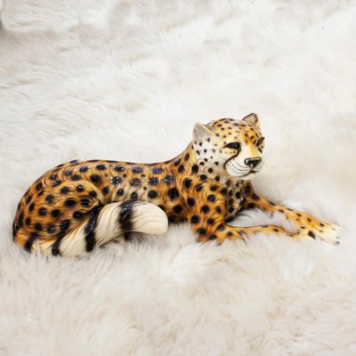 Porcelain Leopard Sculpture, Italy, 1970s-UZ-1351579