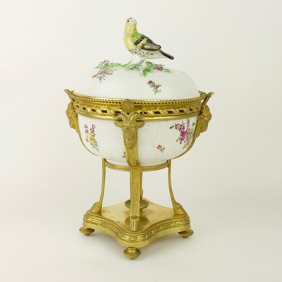 Porcelain Lidded Box with Bronze Details in the Style of Meissen, Paris, Late 19th Century-KMT-1069282