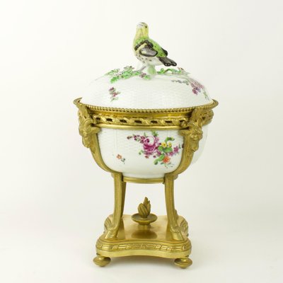 Porcelain Lidded Box with Bronze Details in the Style of Meissen, Paris, Late 19th Century-KMT-1069282