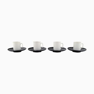 Porcelain Noire Mocha Cups with Saucers by Tapio Wirkkala for Rosenthal, Set of 8-AR-787950