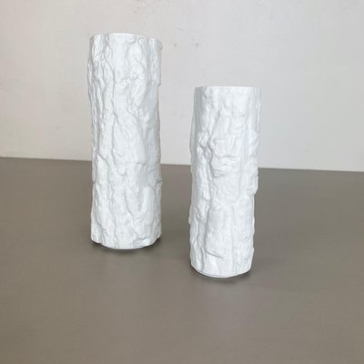 Porcelain OP Art Brutalist Vases from Bareuther, Bavaria, Germany, 1970s, Set of 2-QZ-1120674