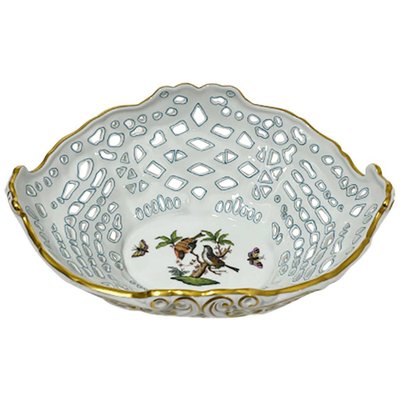 Porcelain Openwork Basket with Rothschild Pattern from Herend Hungary-UCH-1224298