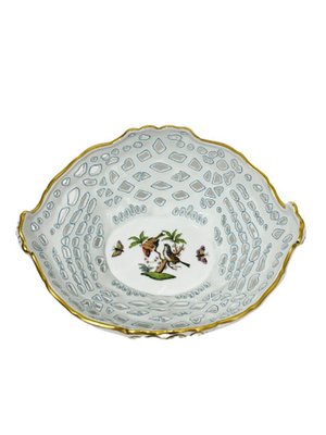 Porcelain Openwork Basket with Rothschild Pattern from Herend Hungary-UCH-1224298