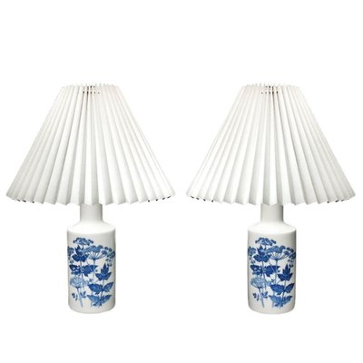 Porcelain Parsnips Lamp in White and Blue by Fog & Morup for Royal Copenhagen, 1960s, Set of 2-YGE-1273663