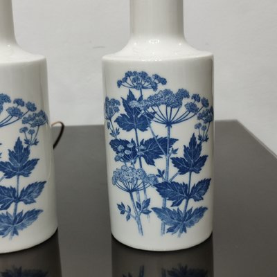 Porcelain Parsnips Lamp in White and Blue by Fog & Morup for Royal Copenhagen, 1960s, Set of 2-YGE-1273663