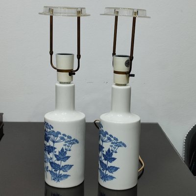 Porcelain Parsnips Lamp in White and Blue by Fog & Morup for Royal Copenhagen, 1960s, Set of 2-YGE-1273663