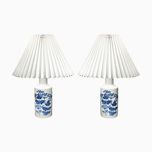 Porcelain Parsnips Lamp in White and Blue by Fog & Morup for Royal Copenhagen, 1960s, Set of 2-YGE-1273663