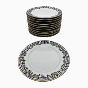 Porcelain Plates Art Deco Chabrol and Poirier, Set of 12-AVC-1298559