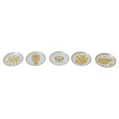 Porcelain Plates With 24k Golden Inserts from Arte Morbelli, Set of 5-RCE-1230470