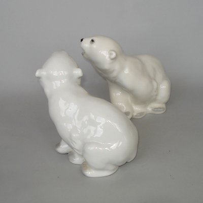 Porcelain Polar Bear and Cubs Sculptures from Lomonosov, 1960s, Set of 3-YGE-703530