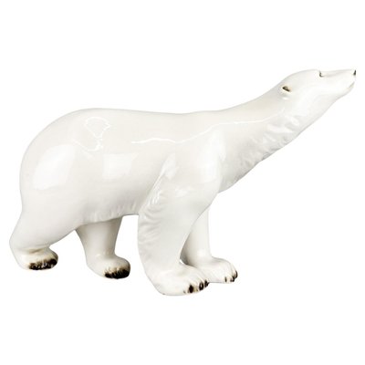 Porcelain Polar Bear Sculpture from Royal Dux, Former Czechoslovakia, 1960s-TZ-2018655