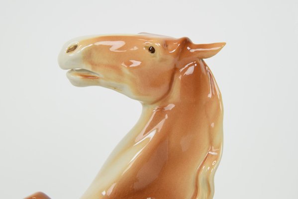 Porcelain Prancing Horse from Royal Dux, 1940s-TZ-1454065