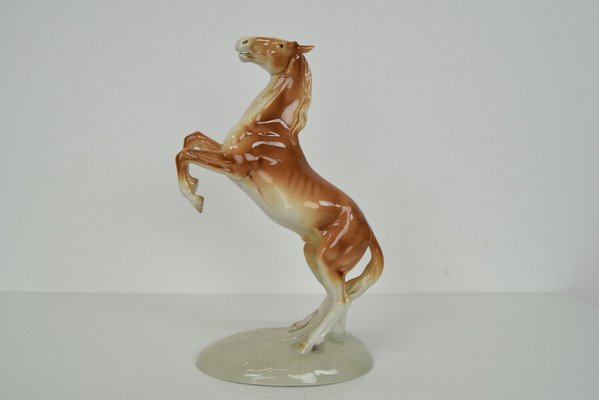 Porcelain Prancing Horse from Royal Dux, 1940s-TZ-1454065