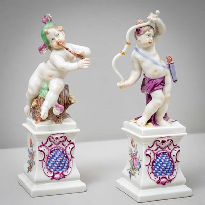 Porcelain Putti of Diana and Hermes from Nymphenburg, Early 20th Century, Set of 2-VEI-2022786