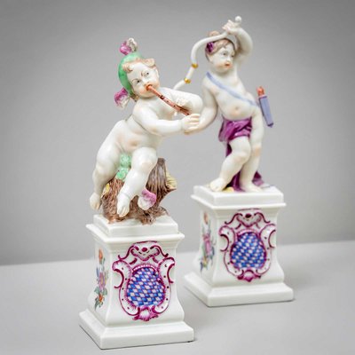 Porcelain Putti of Diana and Hermes from Nymphenburg, Early 20th Century, Set of 2-VEI-2022786