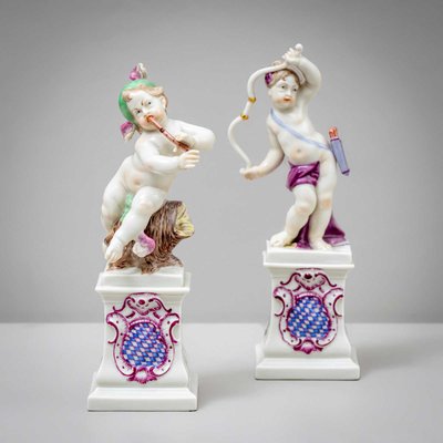 Porcelain Putti of Diana and Hermes from Nymphenburg, Early 20th Century, Set of 2-VEI-2022786