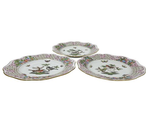 Porcelain Rotschild Wall Decoration Plates from Herend Hungary, Set of 3-UCH-1704929