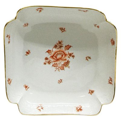 Porcelain Rust Fortuna Pattern Square Salad Dish from Herend, Hungary-UCH-1224636