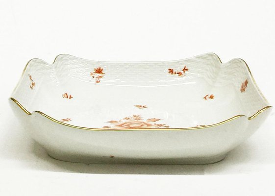 Porcelain Rust Fortuna Pattern Square Salad Dish from Herend, Hungary-UCH-1224636