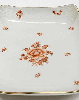 Porcelain Rust Fortuna Pattern Square Salad Dish from Herend, Hungary-UCH-1224636