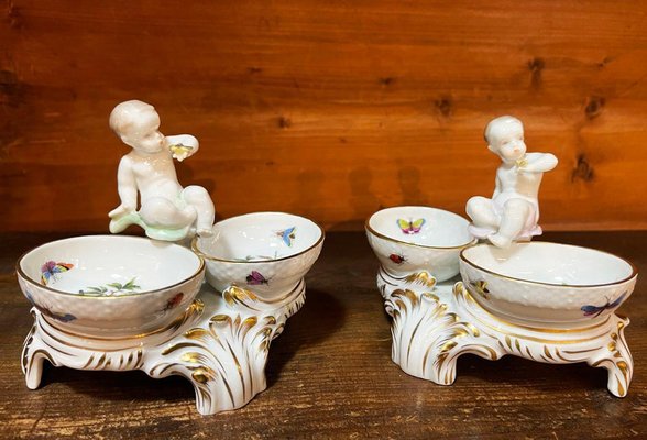 Porcelain Salt Cellars by Rotschild for Herend, Hungary, 1960s, Set of 2-UCH-2035246