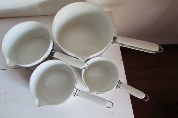 Porcelain Saucepans from Aluminite de Frügier, 1950s, Set of 4-RDN-728312