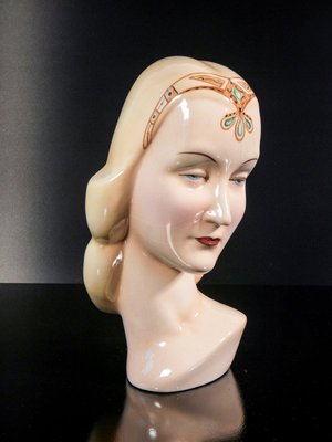 Porcelain Sculpture Lady by Antonio Ronzan, 1940s-OJE-2028719