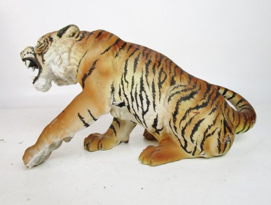 Porcelain Tiger Sculpture by C Martinu, 1950s-ZVO-571637