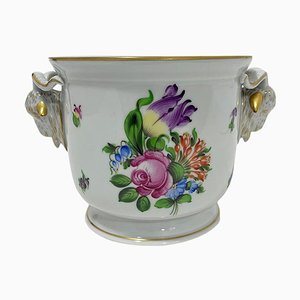 Porcelain Tulip Pattern Ram Head Cachepot from Herend Hungary, 1960s-UCH-1704928