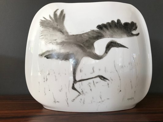 Porcelain Vase with Heron Decoration by M. Houben for Royal Porzellan, 1960s-XQY-669476