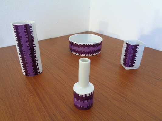 Porcelain Vases & Bowl, 1970s, Set of 4-RDW-1028422