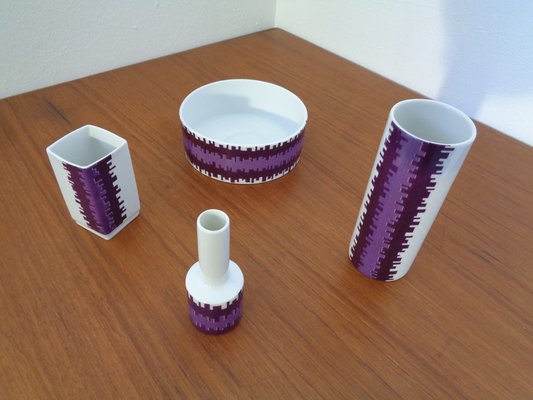 Porcelain Vases & Bowl, 1970s, Set of 4-RDW-1028422