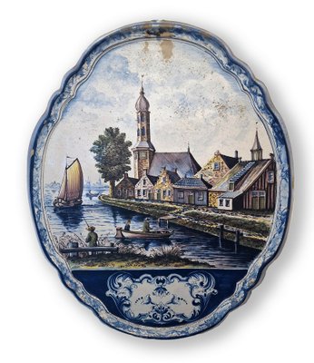 Porcelain Wall Plaques with Canal Scenes from Royal Delft, Set of 2-KEU-2036168