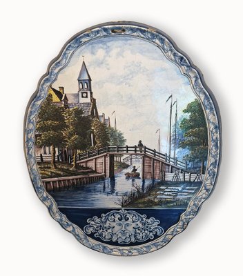 Porcelain Wall Plaques with Canal Scenes from Royal Delft, Set of 2-KEU-2036168