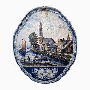 Porcelain Wall Plaques with Canal Scenes from Royal Delft, Set of 2-KEU-2036168