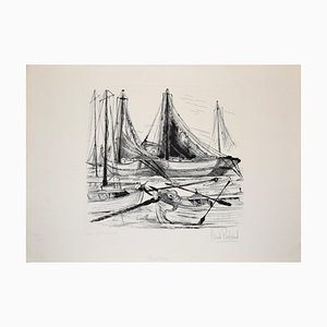 Port de Pêche - Original Etching by Claude Piechaud - Second Half of 20th Century-ZCI-754949