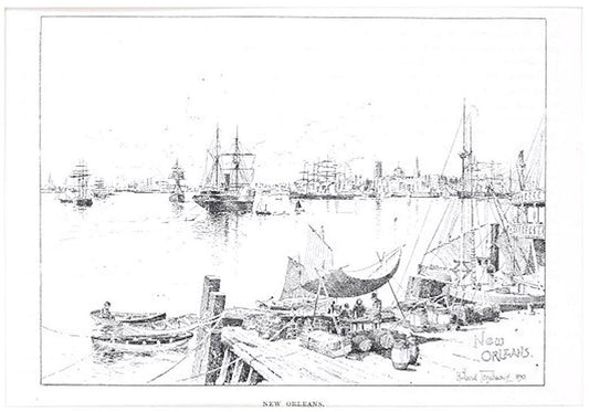 Port of New Orleans - Original Lithograph by J.H. Tringham - 1890 1890