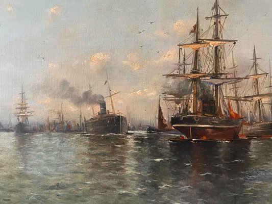 Port of Northern Europe, 1900, Oil on Canvas-XMH-1704492