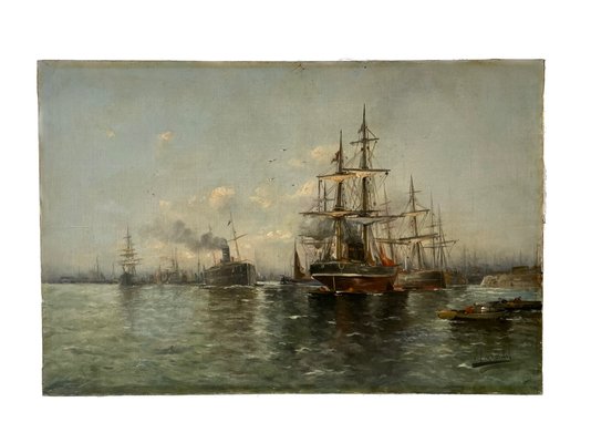 Port of Northern Europe, 1900, Oil on Canvas-XMH-1704492