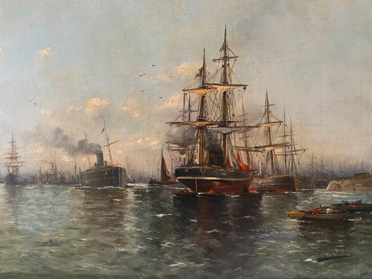 Port of Northern Europe, 1900, Oil on Canvas-XMH-1704492