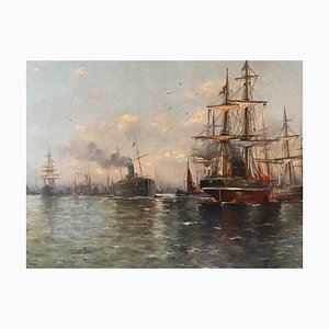 Port of Northern Europe, 1900, Oil on Canvas-XMH-1704492