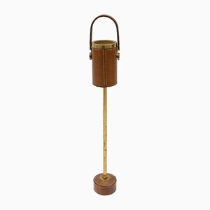 Portable Ashtray Stand in Brass and Leather in the style of Jacques Adnet, 1950s-KQB-1765839